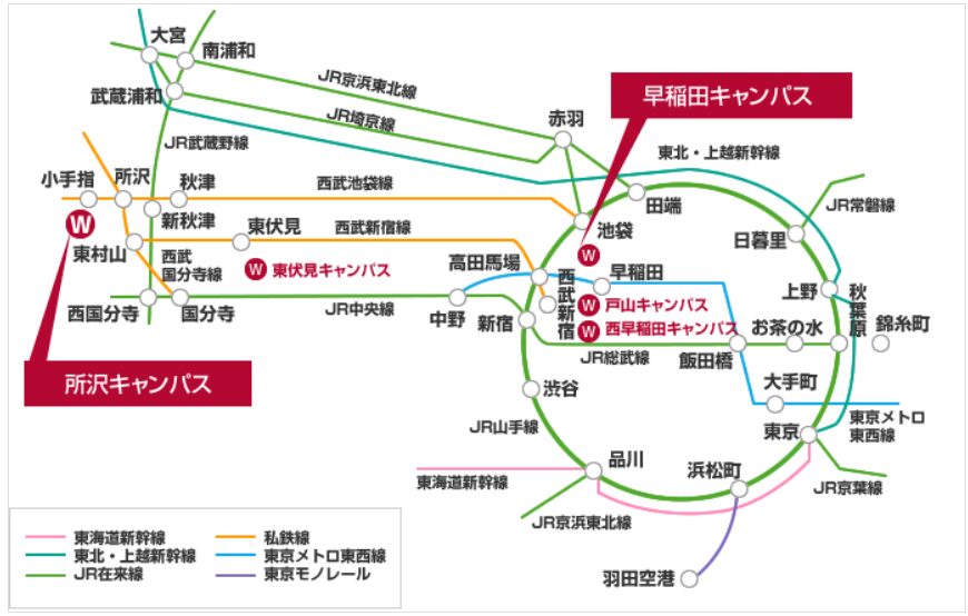 早稲田大学アクセス図